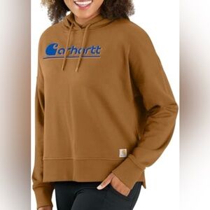 Carhartt Women’s Plus Size Brown Loose Fit Hoodie Colorful Logo Women’s Size 3X